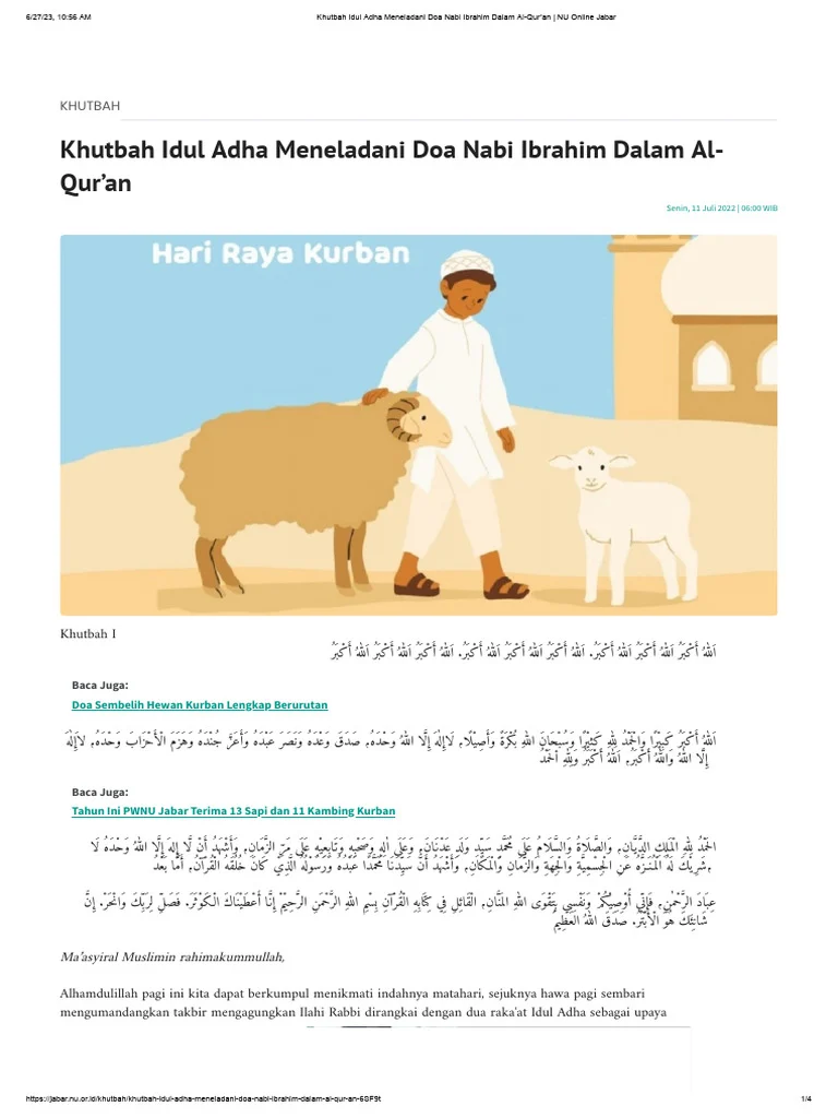 Sambut Idul Adha dengan Doa dan Khutbah yang Menggetarkan Hati