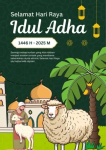 Poster Idul Adha 2026 dengan Nuansa Putih dan Hijau Islami, Simbol Kesucian dan Kesyukuran