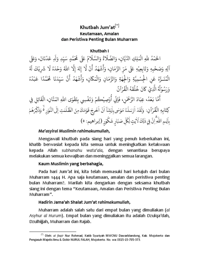 Teks Khutbah Jumat Menyentuh Hati: Keutamaan Bulan Muharram dan Tahun Baru Islam