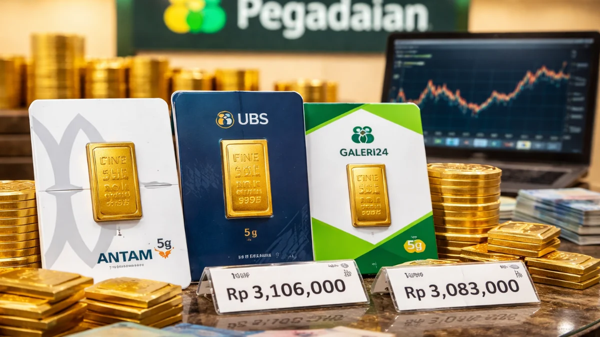 Harga Emas Pegadaian Stabil, Antam dan UBS Tertinggi di Pasaran